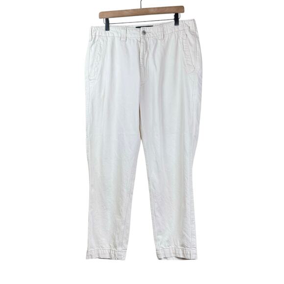 Abercrombie & Fitch 90s Loose Cream Mid Rise Comfortable Stretch Pants Pockets - Picture 1 of 9